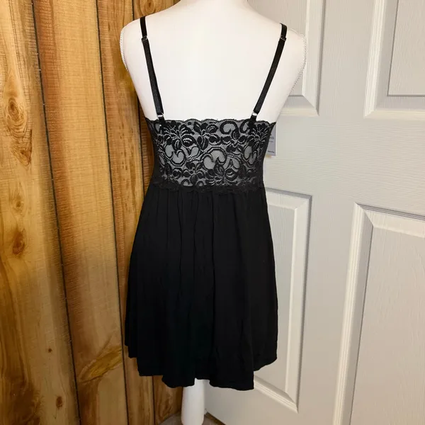 Ababoon Black Lace V-Neck Chemise Slip Dress NWT Medium - Image 8