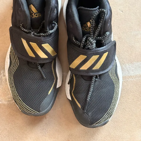 adidas Black and Gold Mesh Athletic Shoes - Image 2