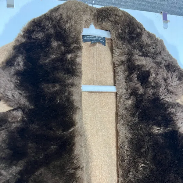 Lord & Taylor 100% Merino Wool Cardigan Coat w/ Fur Collar - Size S petite - Image 3