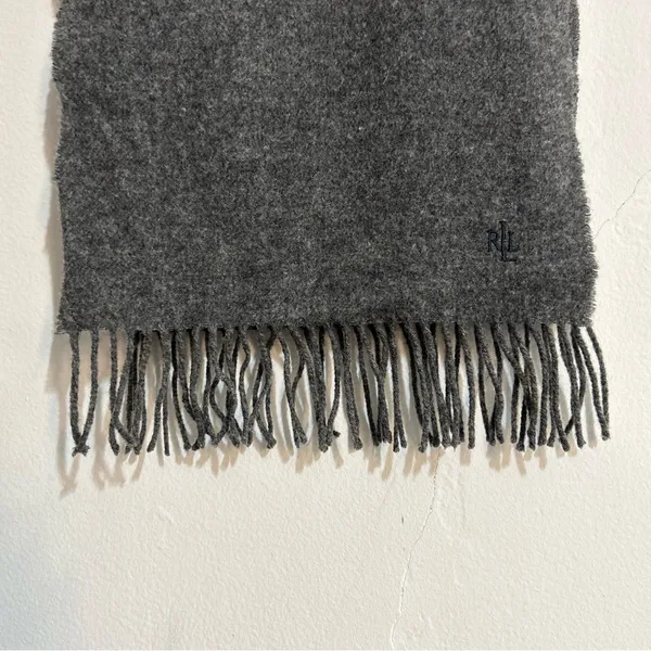 Lauren Ralph Lauren 100% Lambswool Monogram Scarf Quiet Luxury Preppy Classic - Image 4
