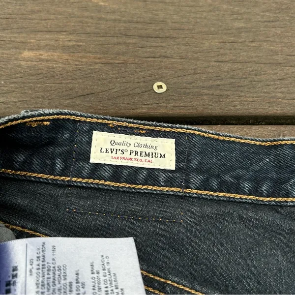 Levi's Straight Leg 501 Dark Wash Blue Denim Jeans w/ Distressed Knees - Image 10