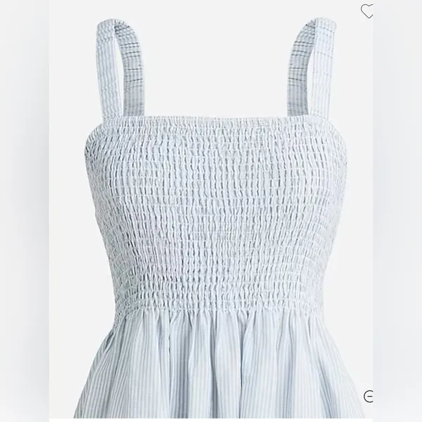 J.Crew Smocked beach dress in linen-cotton blend stripe size S 14” pit to pit stretchy - Image 3