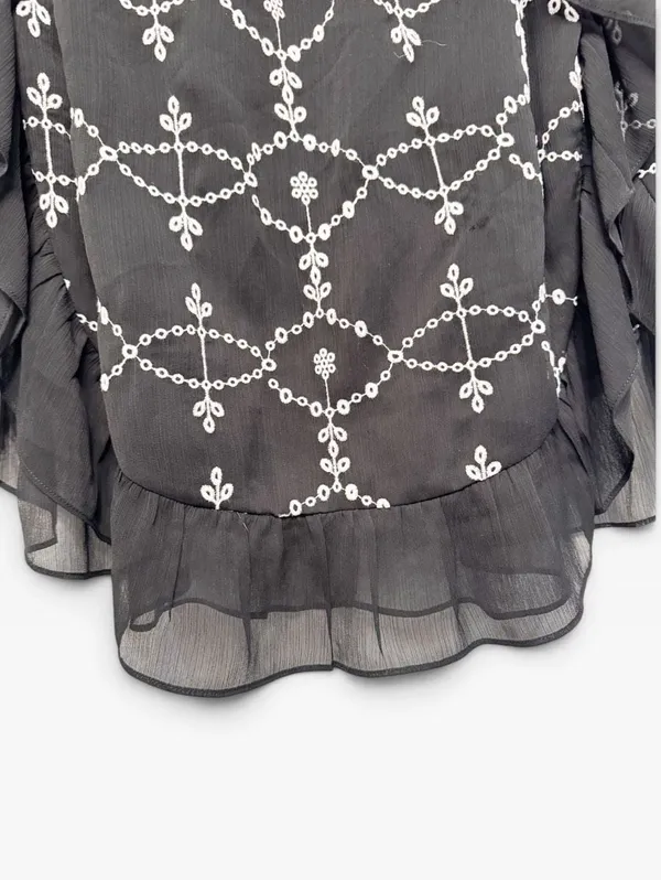 CeCe Black And White Embroidered Ruffle Half Sleeve Dress SZ 12 - Image 6