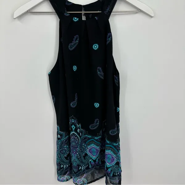 Vintage Y2K Black Paisley Embellished Halter Tank Top Size Small Whimsical Fairy - Image 8