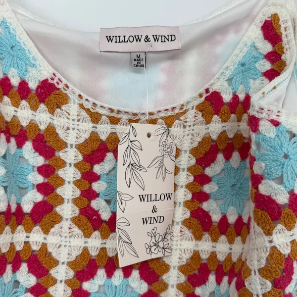 Willow & Wind Crochet‎ Granny Square Dress Boho Festival Mini Colorful NWT M - Image 4