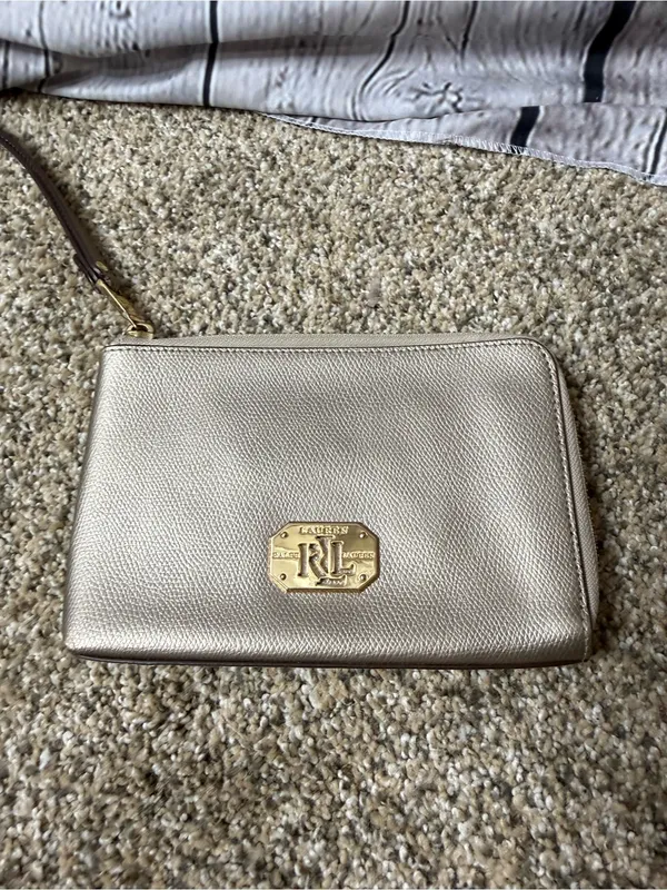 Lauren Ralph Lauren taupe metallic wristlet - Image 4