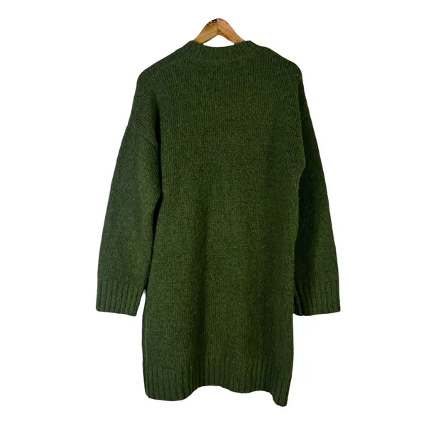 Topshop Green Knit Mock Neck Sweater Dress Long Sleeve Casual Cozy Fall Size M - Image 6
