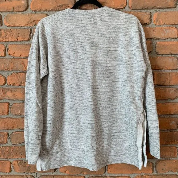 Aerie Womens XS Sweatshirt Heather‎ Gray Side Slit Crew Neck Loungewear Pullover - Image 4