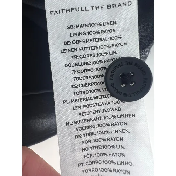 Faithfull The Brand Marinia Linen Mini Dress Black NWT Size‎ Large - Image 10