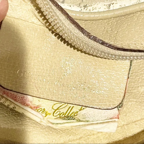 Gucci‎ Vintage Cream Diagonal Stripe Red Trim Mini Shoulder Crossbody Bag - Image 4