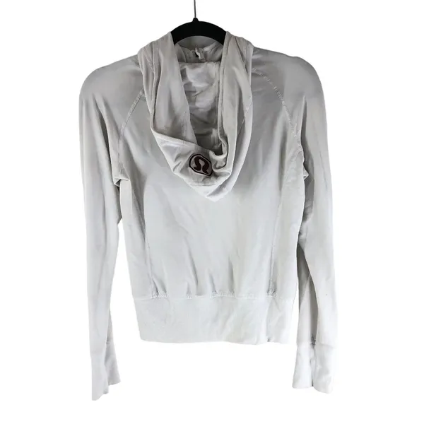Lululemon Womens Jacket Hoodie Full Zip Pockets White 6 - Image 2