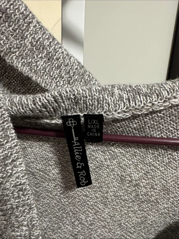 Allie & Rob Light Gray Fringe Toggle Poncho Sweater - Image 2