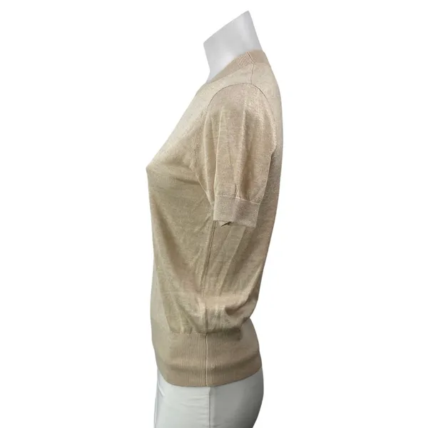 REISS Women's Beige Short Sleeves Knit Crew Neck Pullover Sweater Top Size S - Image 2