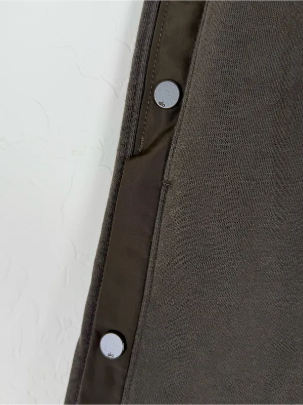 ALO Yoga Courtside tearaway snap pants espresso brown wide leg sweatpants - Image 7
