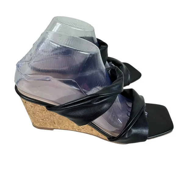 YOKI Black Arlette-14‎ Cork Wedge Twisted Strap Slip On Heeled Sandals Size 10 - Image 2