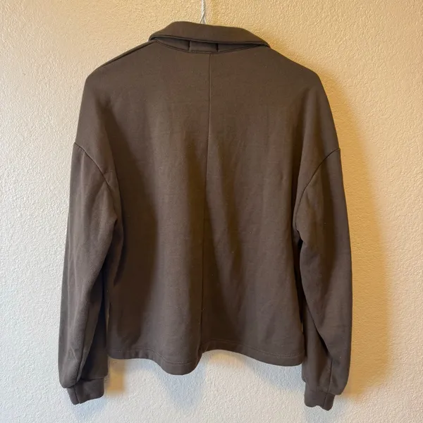 Shop Stevie Brown Fleece Shacket Pullover Top Size Small - Image 4