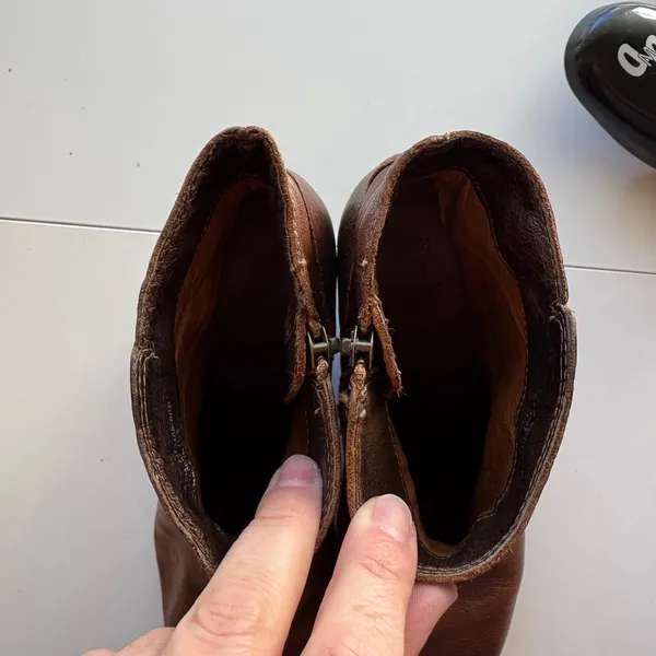 Frye‎ Leather Wedge Ankle Booties Women Brown Side Zip Round Toe Boots - Image 13