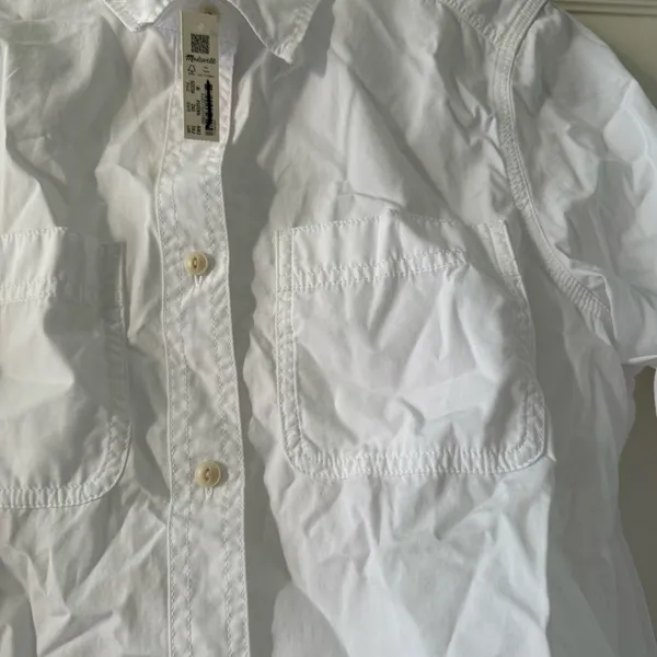 Madewell Denim Button-Up Shirt in Eyelet White: Garment-Dyed Edition Medium NWT - Image 8