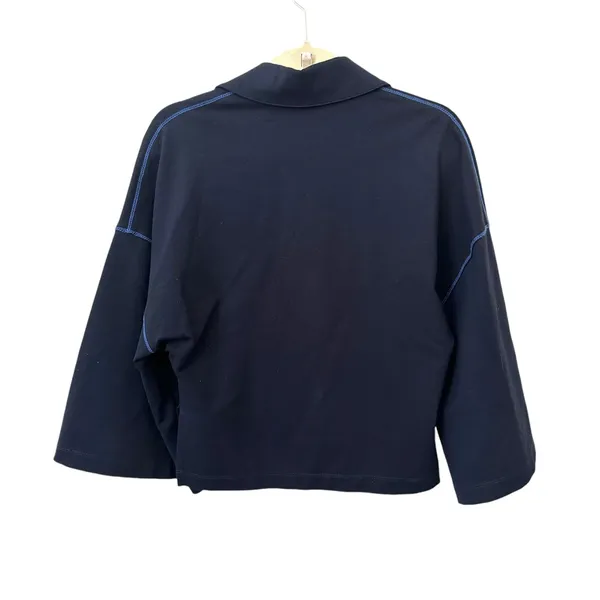 SAINTART Wide Sleeve Quarter Zip Sweatshirt‎ Navy Small - Image 2