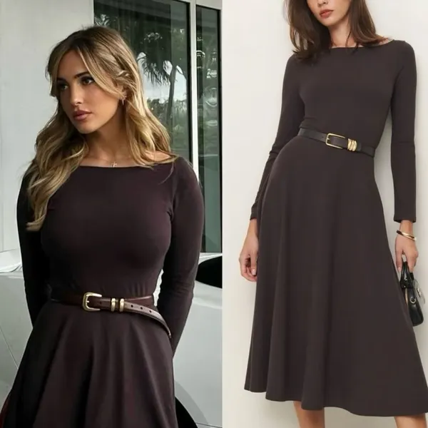 NEW Reformation Wiley Knit 3/4 sleeve midi black Dress L - Image 2