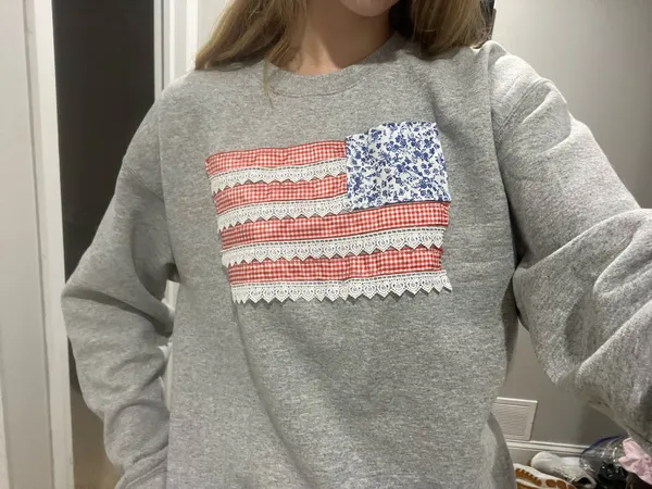 Patchwork hoodie American flag Gray Size M - Image 3