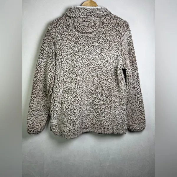 Nordic Fleece Women’s Sherpa Pullover Quarter Zip Teddy Faux Fur Sz M - Image 6