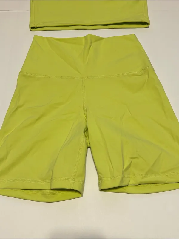 Bright Yellow Set Active SportBody Set Sports Bra Tank Top and Shorts Set - Image 7