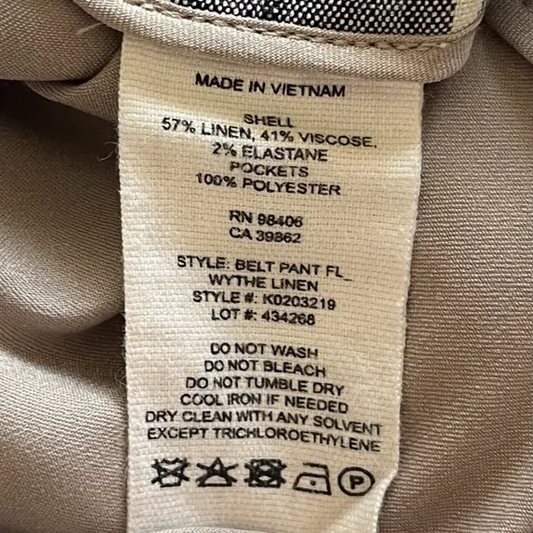 Theory Size 12 Wide Leg Belted Trousers Stripe Wither Linen Belt Pant Fl_ - Image 4