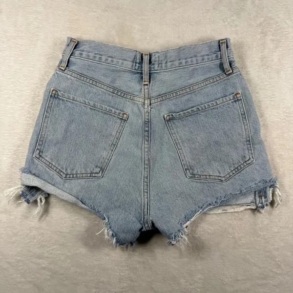 AGOLDE Parker High Rise Cut Off Denim Shorts Light Wash Blue A083E-811 Size 26 - Image 9