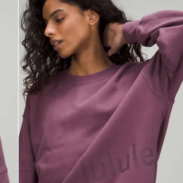 Lululemon Perfectly Oversized Crewneck Sweatshirt Plum Purple 100% Cotton Size 8 - Image 11