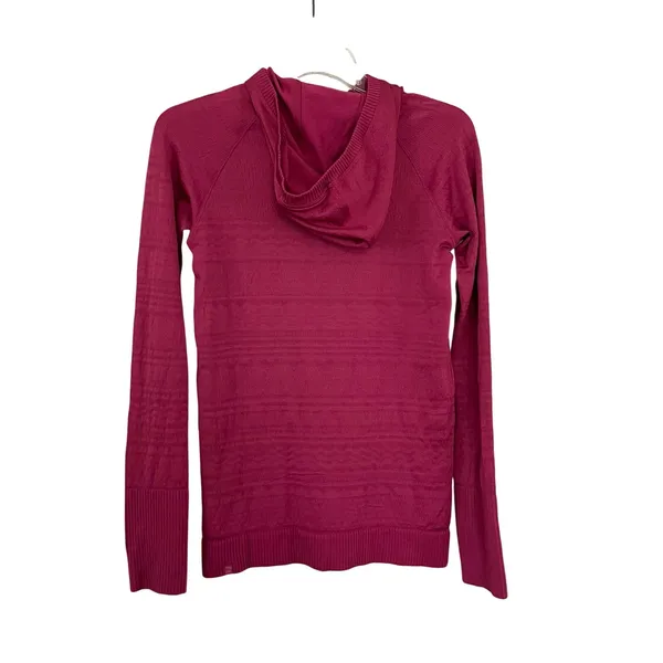 Lululemon Rest Less Hoodie Magenta Pink Textured Seamless Thumbholes 8 - Image 4