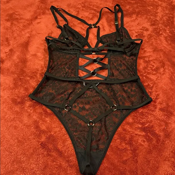 Elegant Black Lace Bodysuit - Image 2