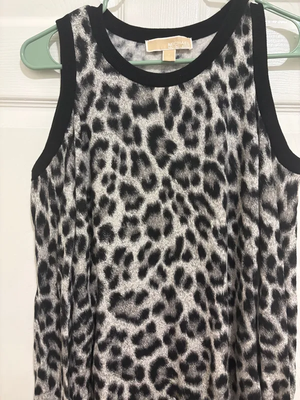 Michael Kors Women’s Leopard Print Sleeveless Tank Top – Black & Gray - Image 3
