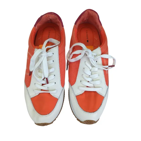 Birdies Roadrunner Women's‎ Sneakers 7 Orange White Leather Accent Casual Shoes - Image 4