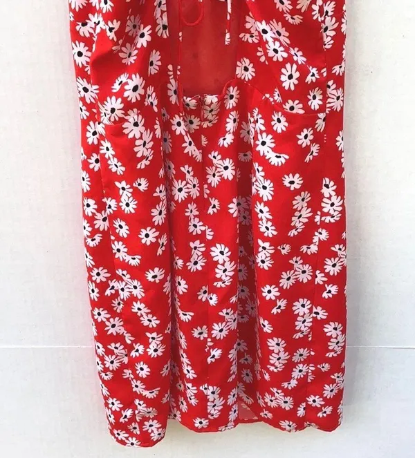 BriDGE Womens medium red Sleeveless Floral strappy spring sleeveless sun dress - Image 6