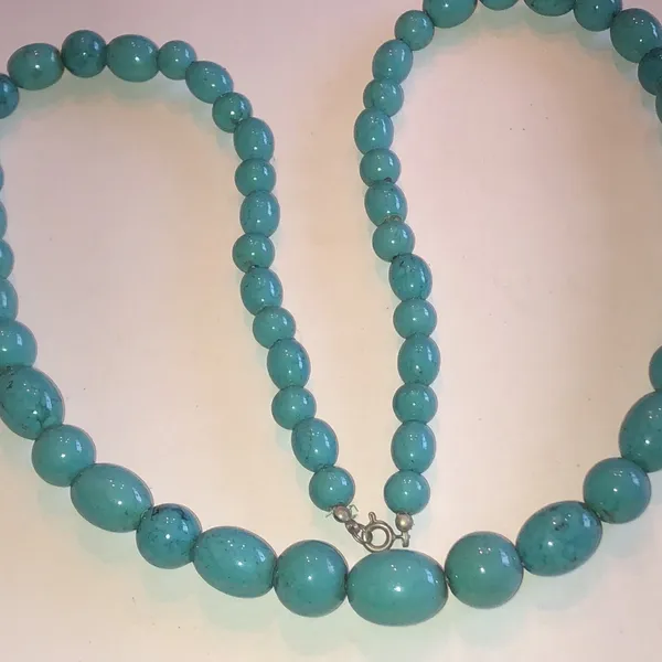 Vintage Lucite Turquoise Beaded Boho Necklace - Image 2