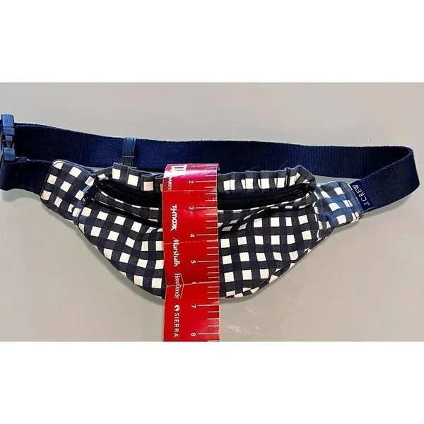 J Crew Fanny Pack Crossbody Sac Blue White Gingham Plaid Cotton Ruffle Edge - Image 8
