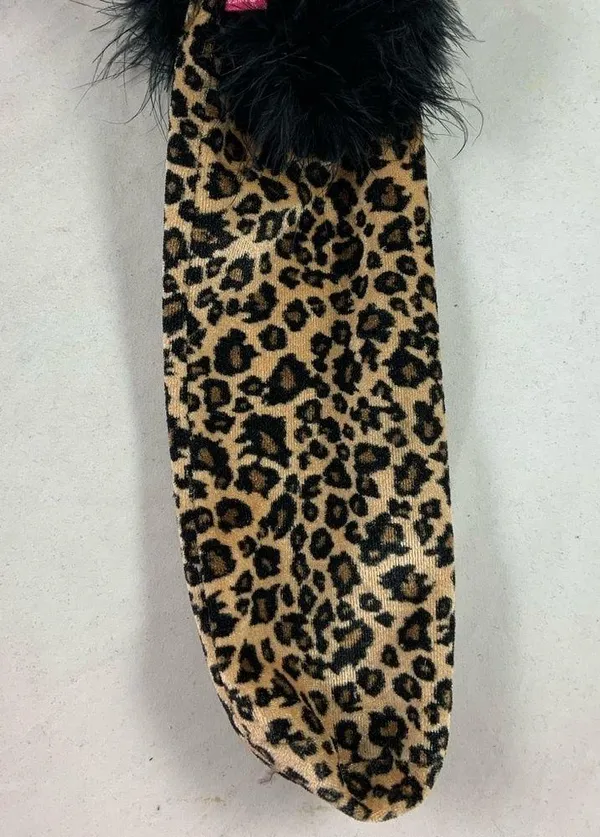 Leopard fluffy umbrella sock decor Black - Image 4