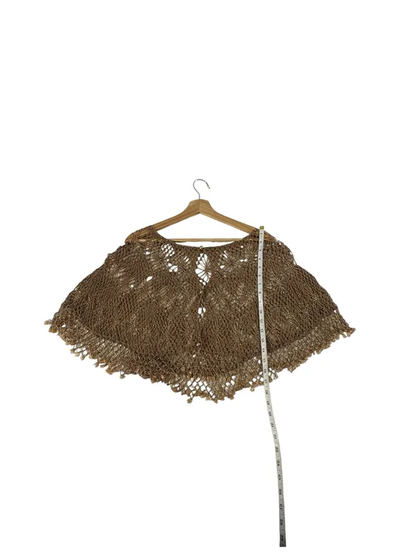 The Bead Metallic Crochet Shrug Capelet Bronze Boho Ren Fest Beaded NWT Y2K - Image 7
