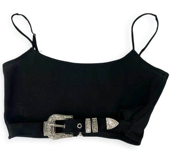 NWT ADIKA | M | GRAILED BUCKLE TOP Cropped Crop Bralette Western Festival - Image 2