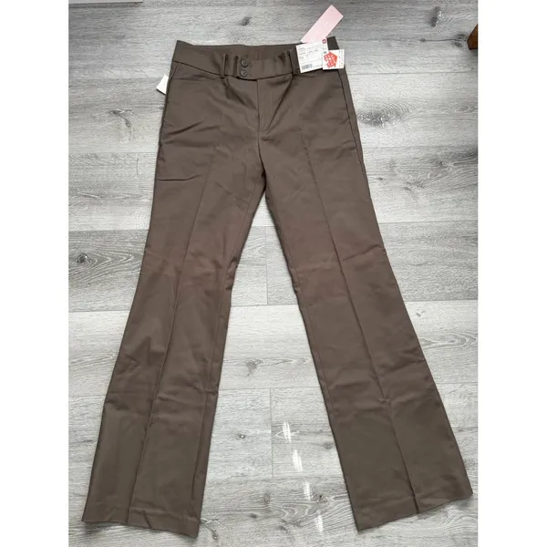 Vintage Y2K Uniqlo Style Up Flare Pants Women's 28 Dark Brown NWT Japan - Image 2
