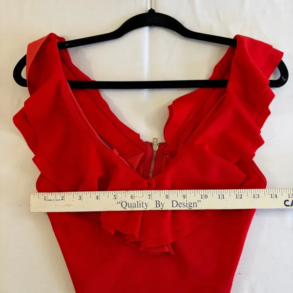 Red Ruffle V Neck Sleeveless Crop Top Back Zip‎ XS Whimsygoth Chic Club Attire - Image 10