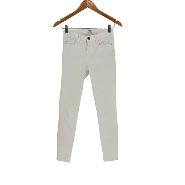 FRAME Le Skinny de Jeanne Crop Jeans Womens Size 26 Blanc White Mid Rise Stretch - Image 2