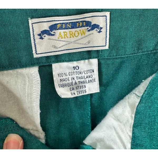 Vintage Pin Hi Arrow Teal Green High Waisted Cotton Lightweight Golf‎ Shorts 10 - Image 6