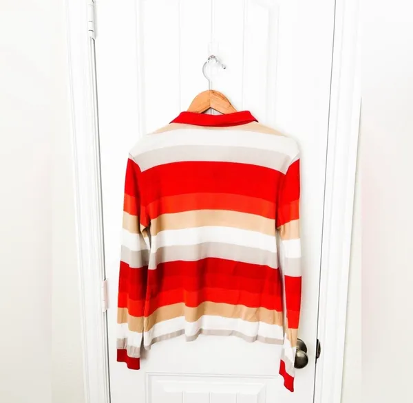 Renoma Sports Striped Polo Long Sleeve Top Size 100 (L 12/14) - Image 2