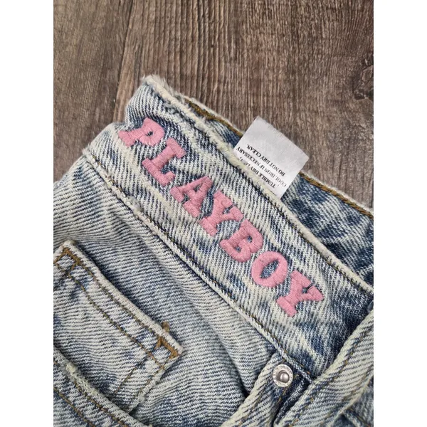 Playboy Bunny Jeans by Pacsun Light Wash Grunge Straight Leg Size 25 - Image 4