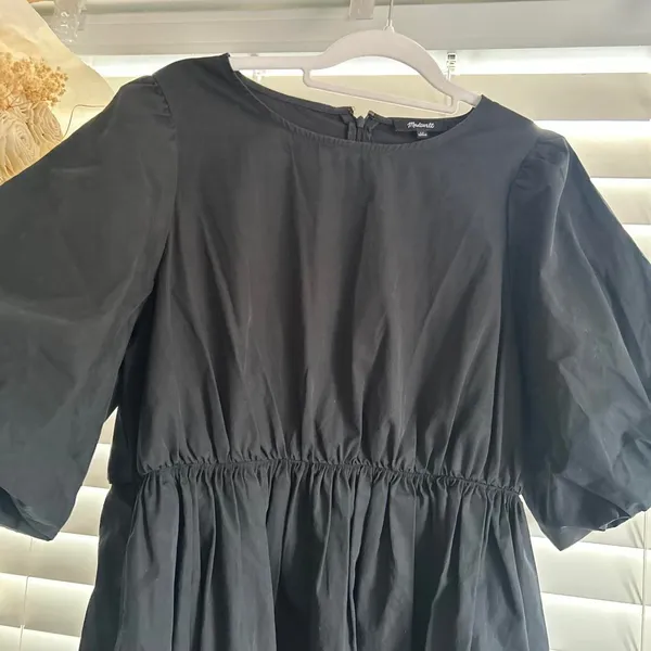 Madewell Black Cotton Babydoll Mini Dress Size 12 coquette - Image 5