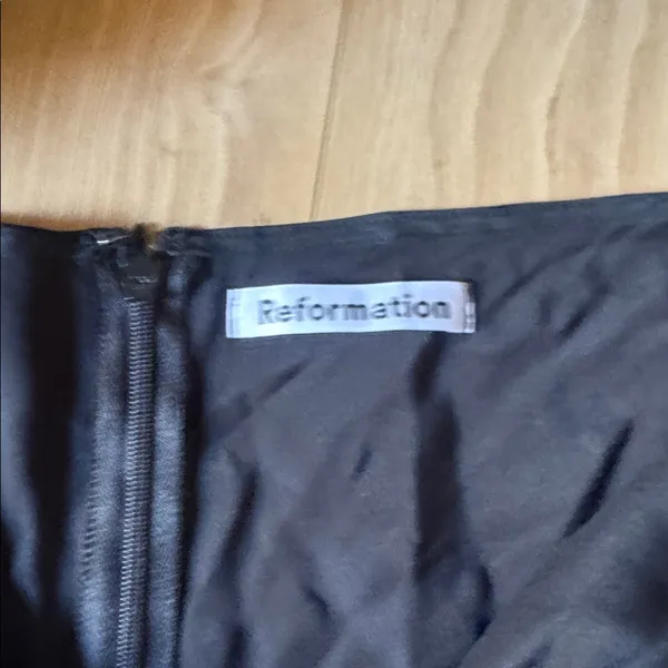 Reformation Black Satin Midi Skirt - Image 2