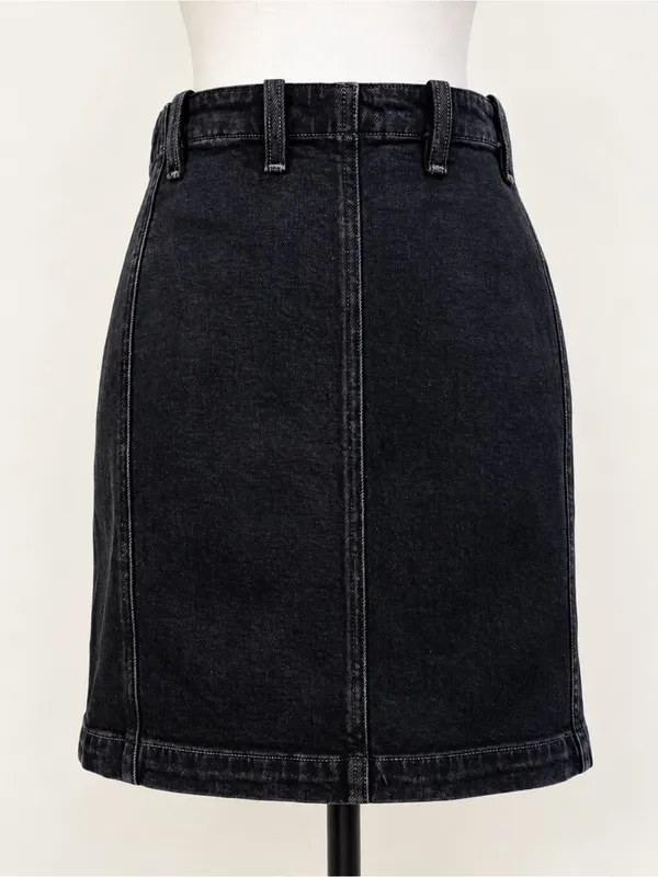 💥 AGOLDE Siouxise Washed Black Denim Mini Skirt Exposed Back Zip Sz 27 💛 - Image 3