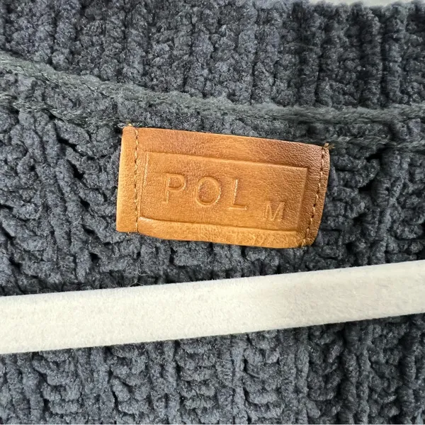 POL gray Chunky Chenille Knit Short Sleeve V-Neck Sweater Top Size M - Image 2